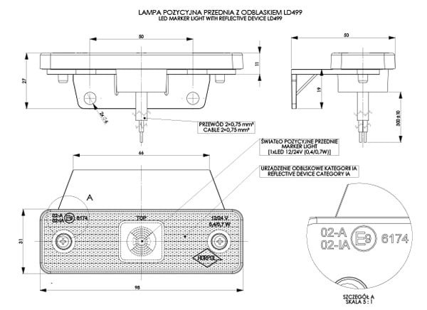 Trailer Parc - Gabarite Albe - Gabarit fata alb cu suport LD 499