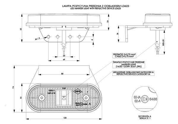 Trailer Parc - Gabarite Albe - Lampa de marcare LD623