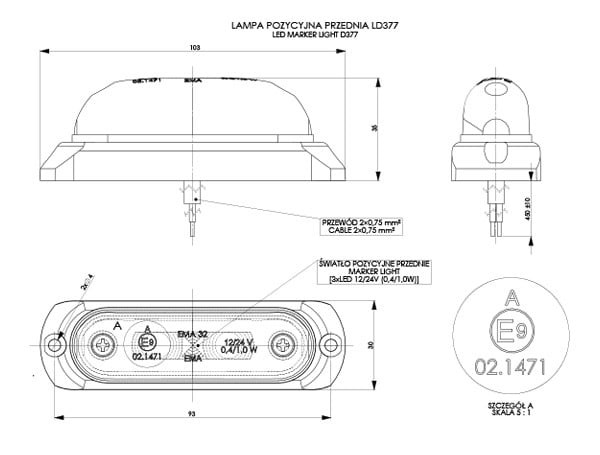 Trailer Parc - Gabarite Albe - Gabarit alb cu led oval LD 377 L0006